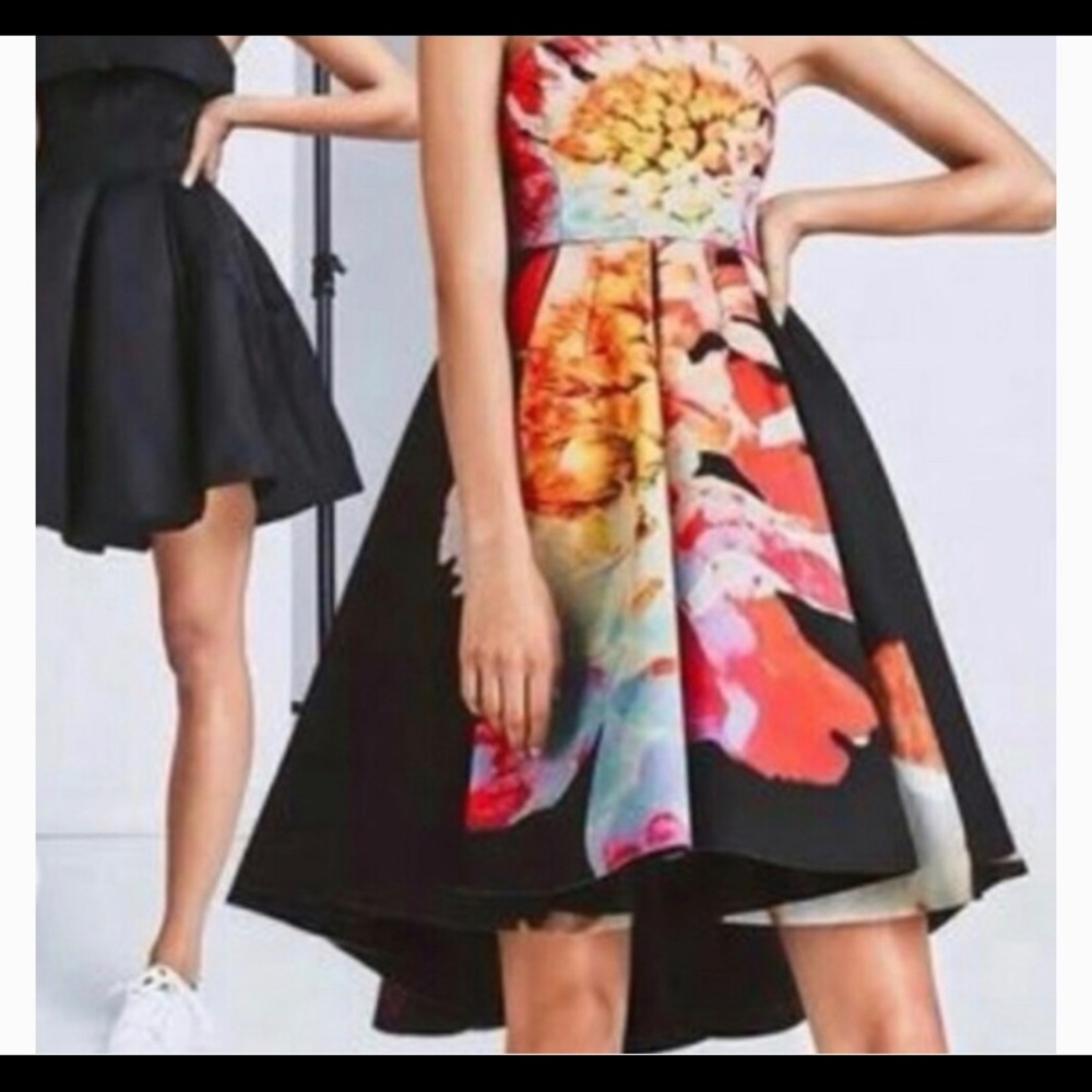 H&M Strapless Floral High-Low